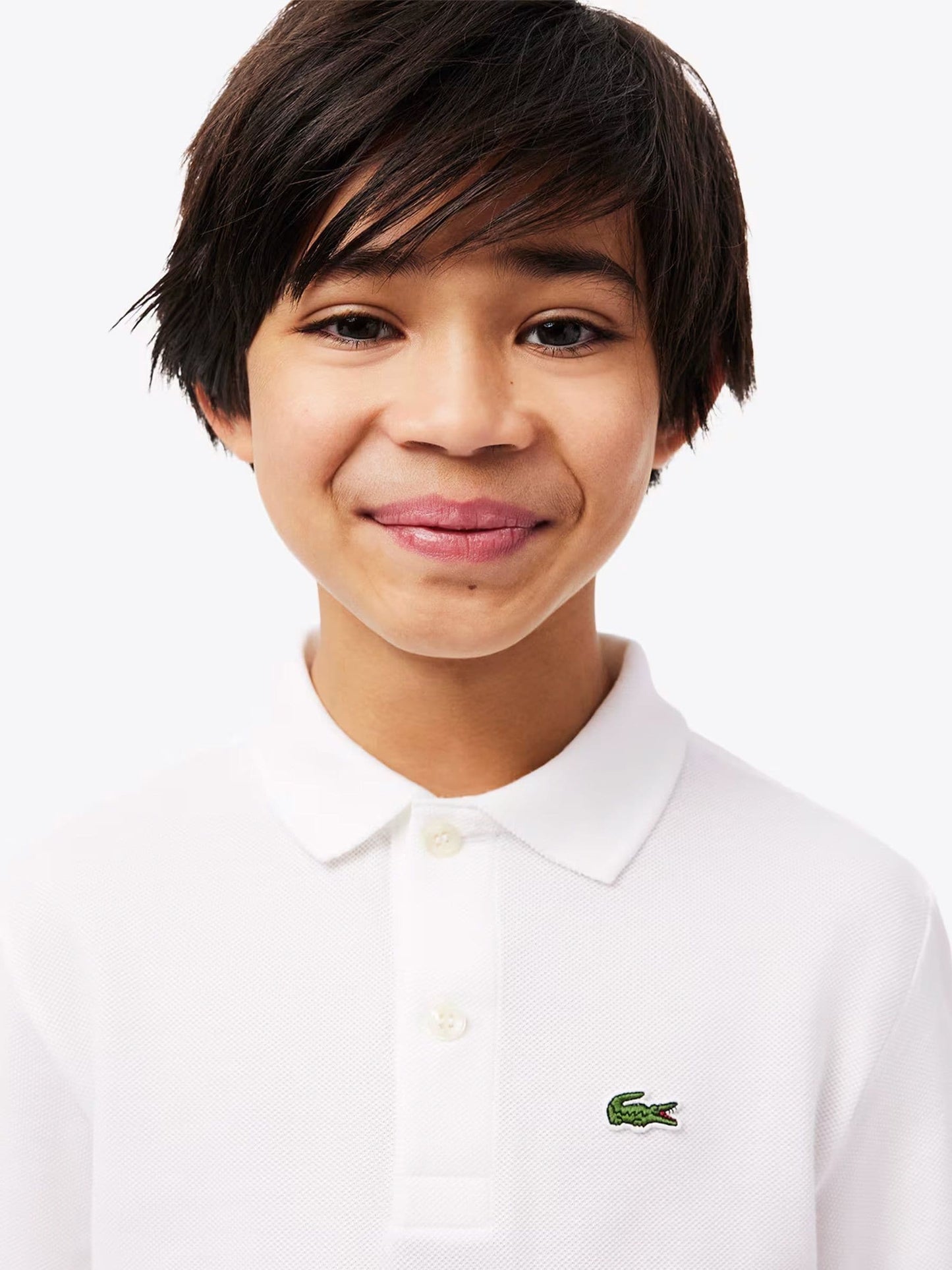 Dsiney Kidz - Lacoste White Long Sleeve Piqué Logo Polo Shirt image 3