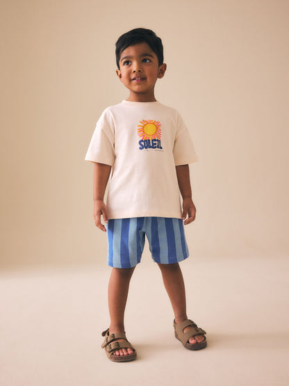 Ecru Soleil Sun Short Sleeve Back Print T-Shirt and Shorts Set (3mths-7yrs) image 1