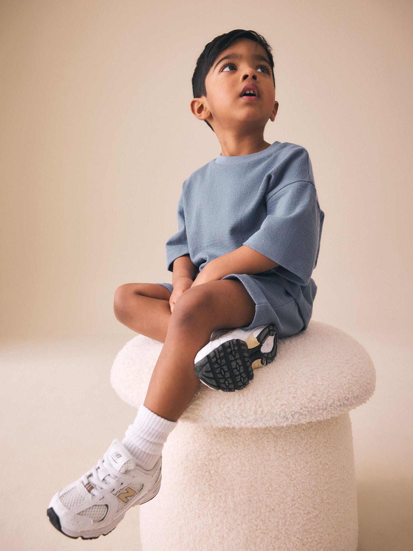 Light Blue Textured Short Sleeve T-Shirt and Shorts Set (3mths-7yrs) image 3