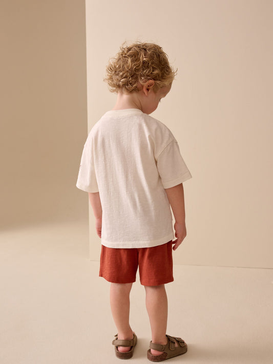 Ecru Palms Embroidery Short Sleeve T-Shirt and Shorts Set (3mths-7yrs) image 3