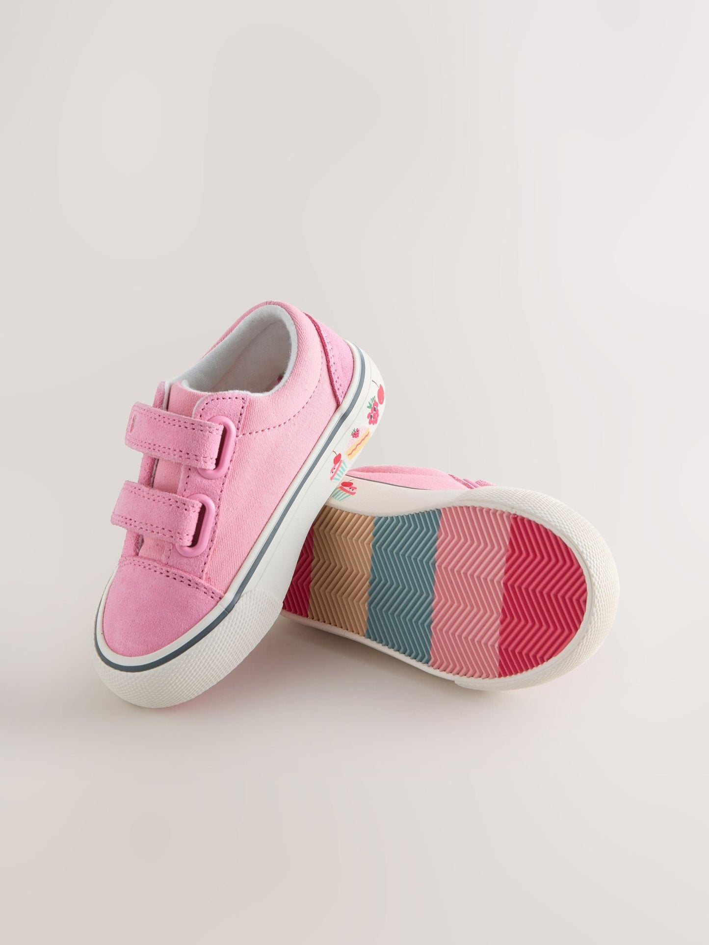 Pink/White Wide Fit (G) Touch Fastening Trainers image 3