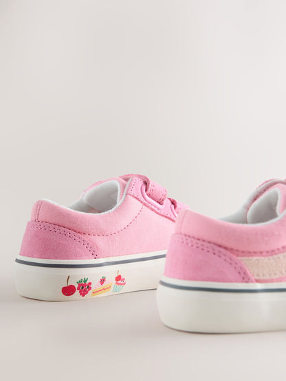 Pink/White Wide Fit (G) Touch Fastening Trainers image 4