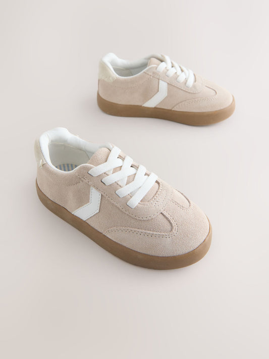 Neutral Elastic Lace Retro Trainers image 1