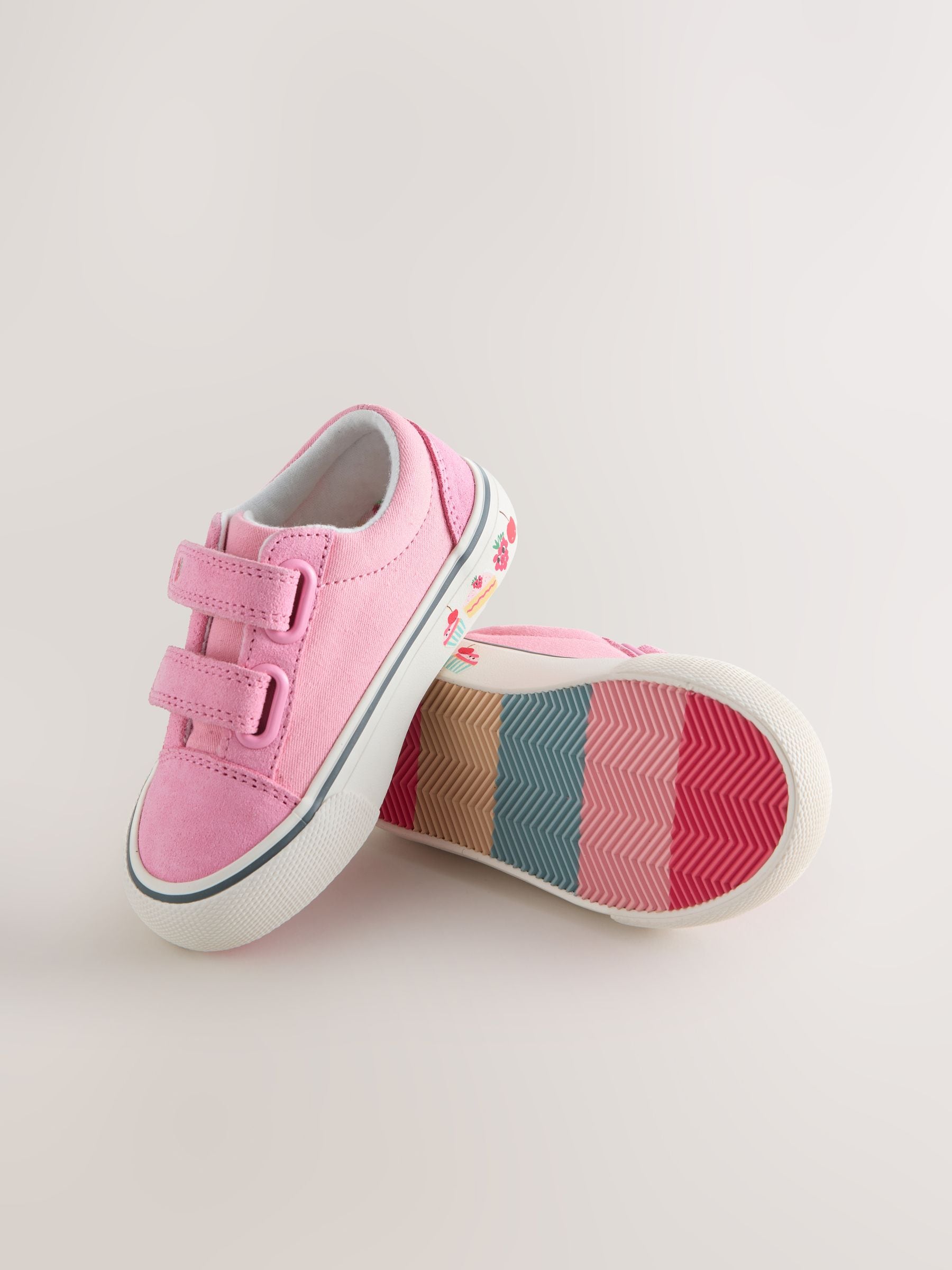 Pink/White Standard Fit (F) Touch Fastening Trainers image 3