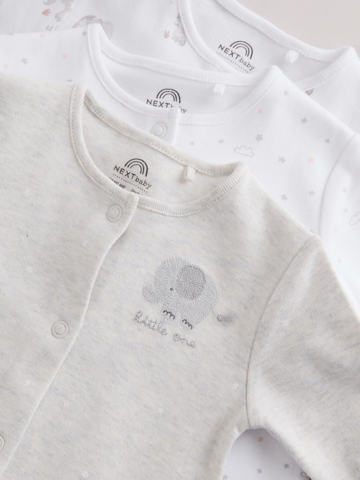 Grey Elephant Baby Sleepsuits 3 Pack (0-2yrs) image 3