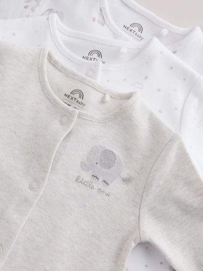 Grey Elephant Baby Sleepsuits 3 Pack (0-2yrs) image 3