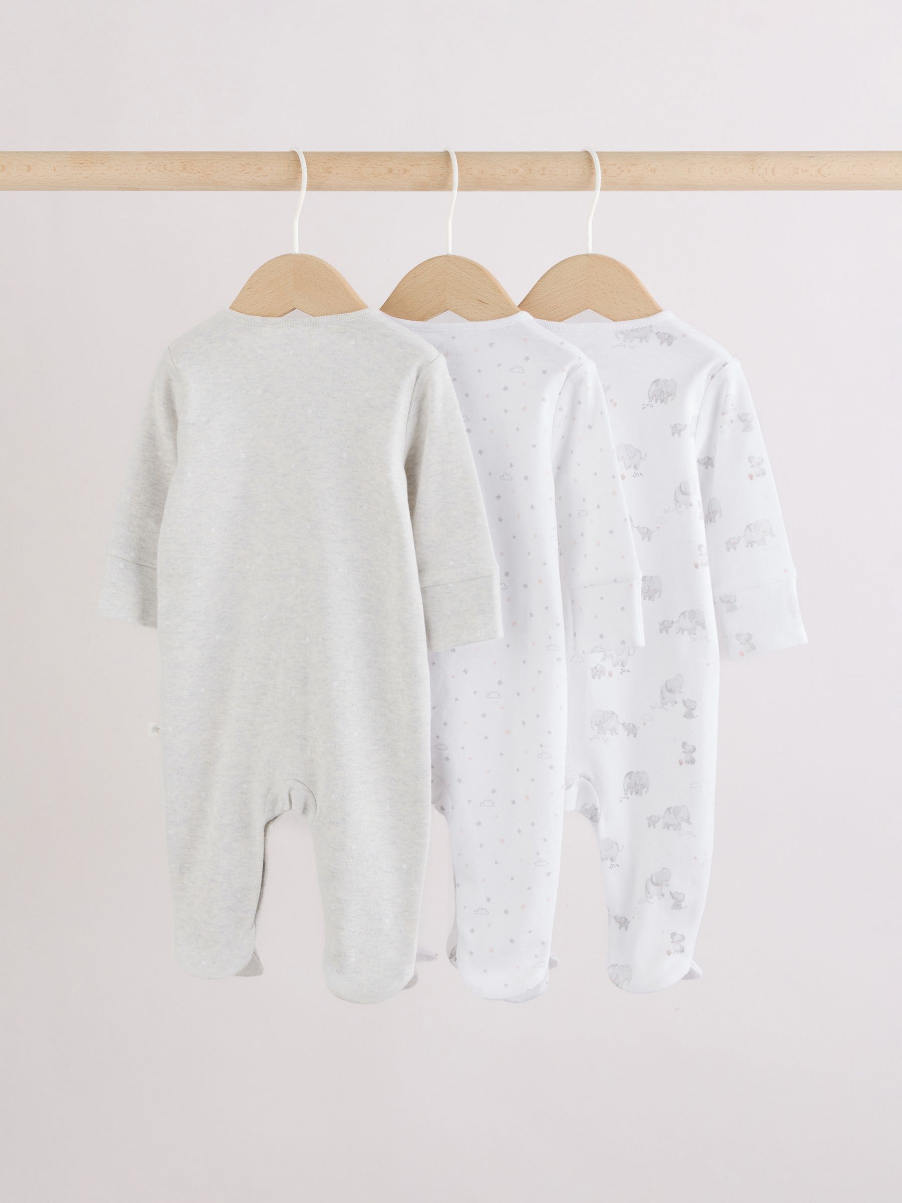 Grey Elephant Baby Sleepsuits 3 Pack (0-2yrs) image 5