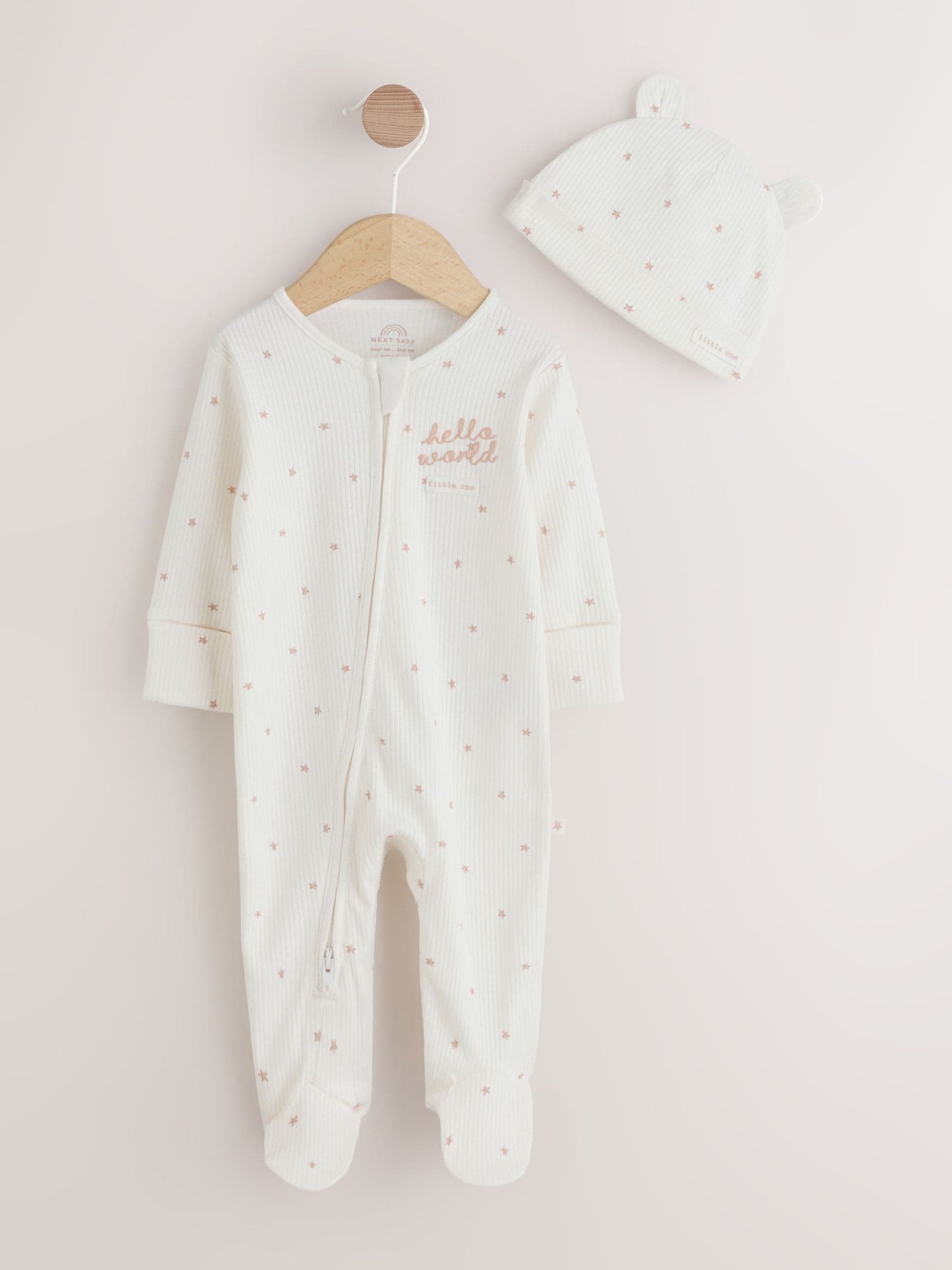 Cream Baby Sleepsuit and Hat Set (0-9mths) image 1