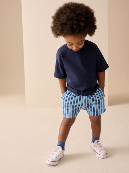 Blue Navy Stripe Textured Shorts (3mths-7yrs) image 4