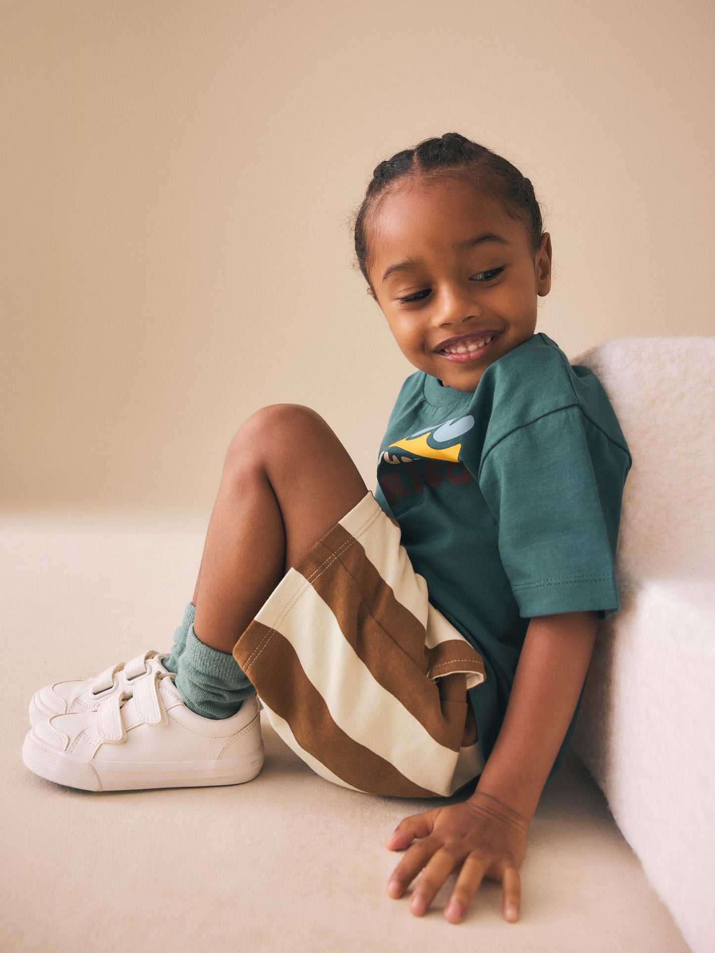 Dsiney Kidz - Chocolate Brown and Ecru Jersey Shorts (3mths-7yrs) image 2