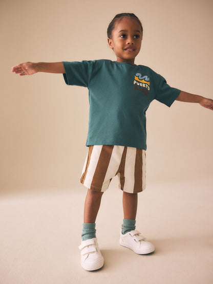 Dsiney Kidz - Chocolate Brown and Ecru Jersey Shorts (3mths-7yrs) image 3