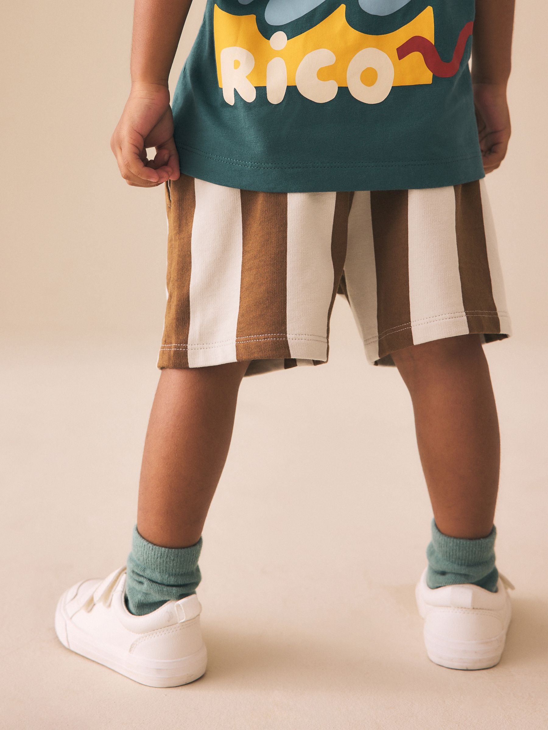 Dsiney Kidz - Chocolate Brown and Ecru Jersey Shorts (3mths-7yrs) image 4