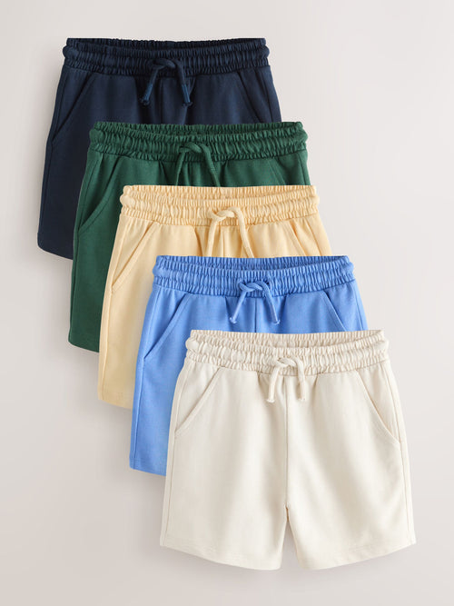 Blue/Yellow/ Navy Blue Jersey Shorts 5 Pack (3mths-7yrs) image 1