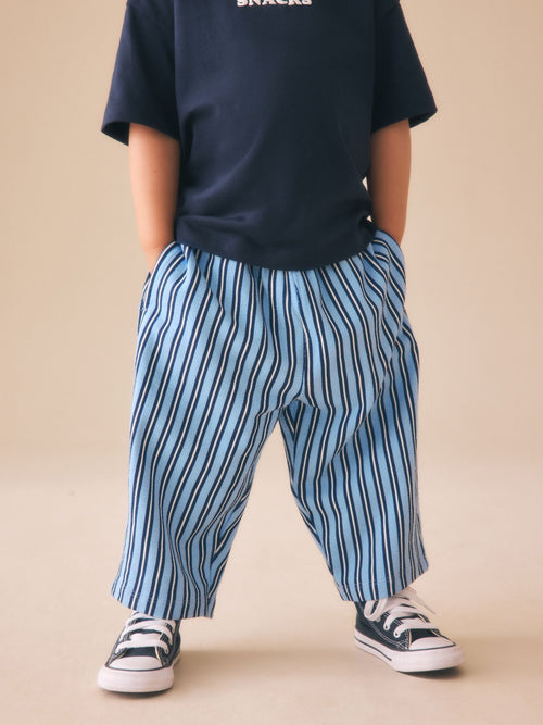 Blue Navy Stripe Textured Lightweight Joggers (3mths-7yrs) image 1