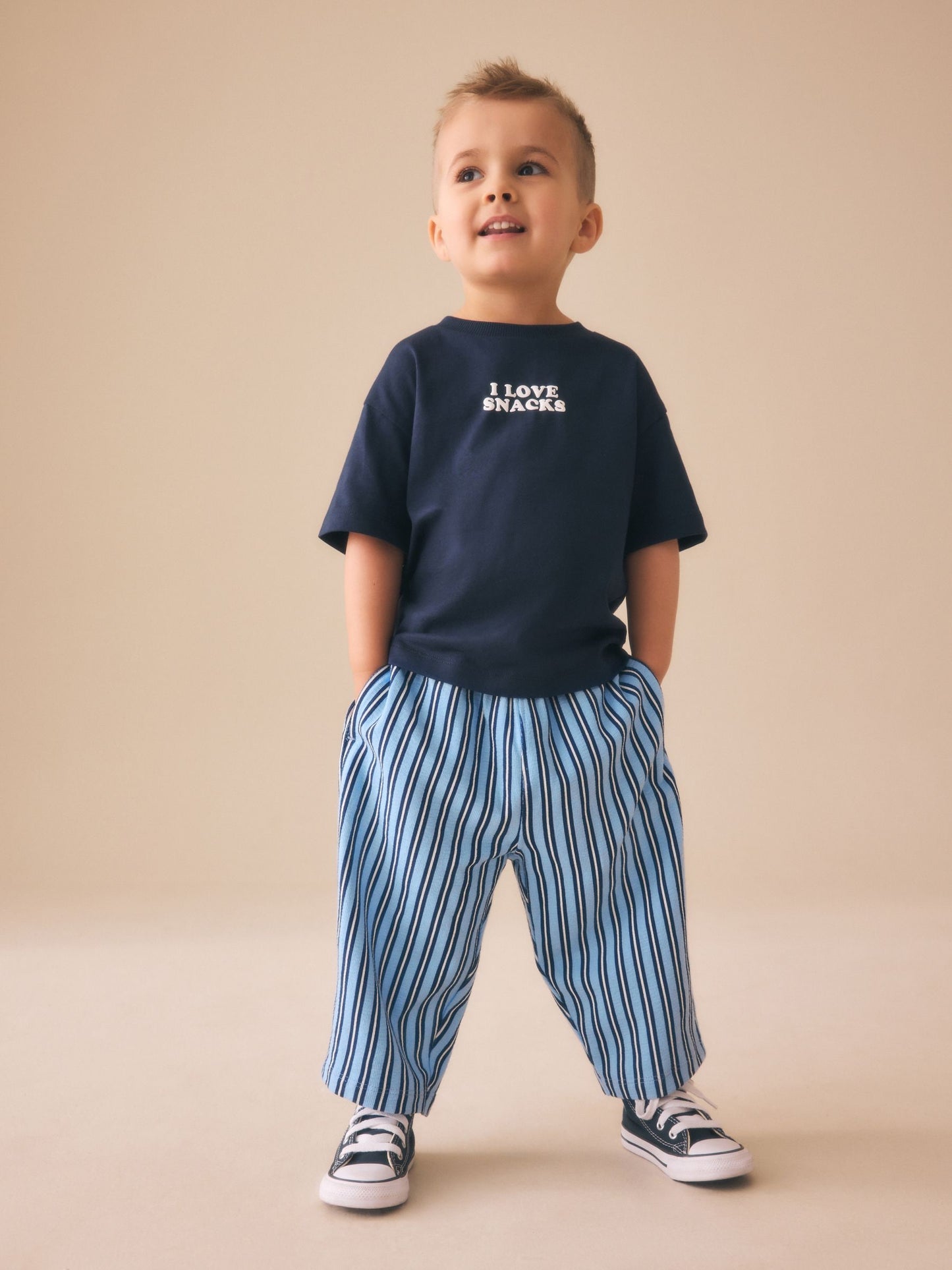 Blue Navy Stripe Textured Lightweight Joggers (3mths-7yrs) image 3