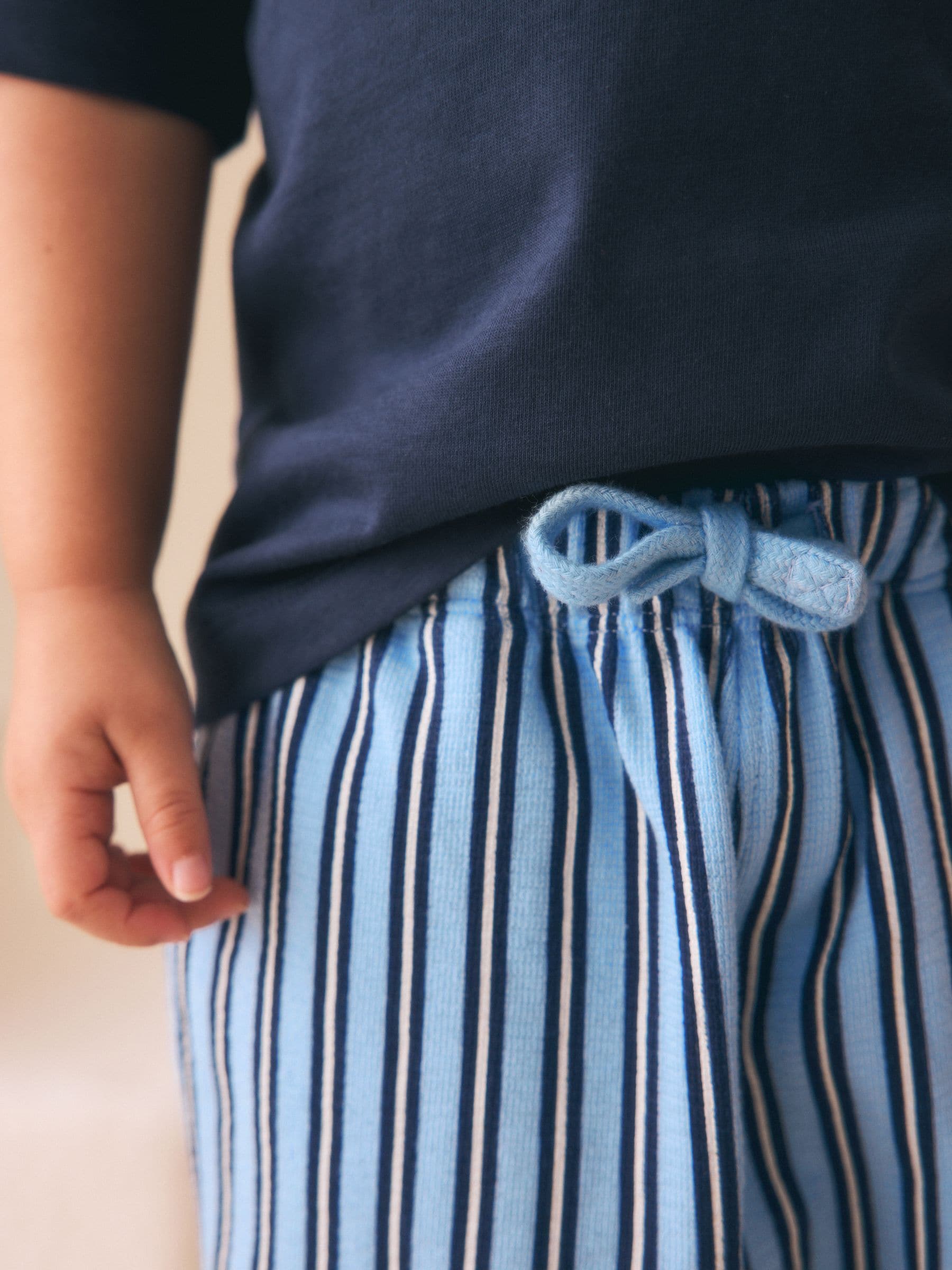 Blue Navy Stripe Textured Lightweight Joggers (3mths-7yrs) image 4