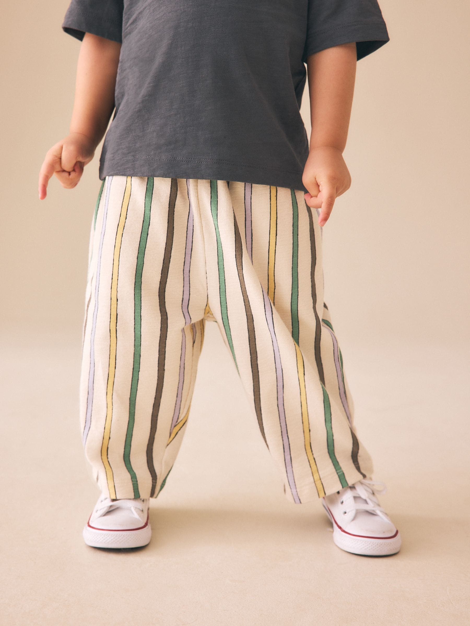 Multi Pastel Stripe Textured Lightweight Joggers (3mths-7yrs) image 1