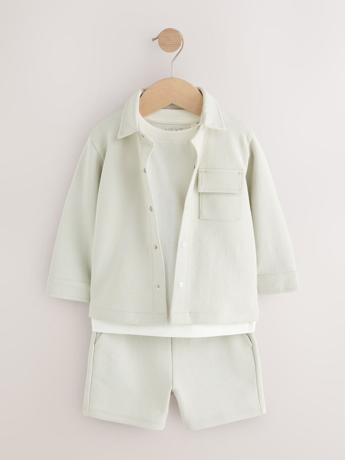 Light Grey Jersey Shirt T-Shirt and Shorts Set (3mths-7yrs) image 1