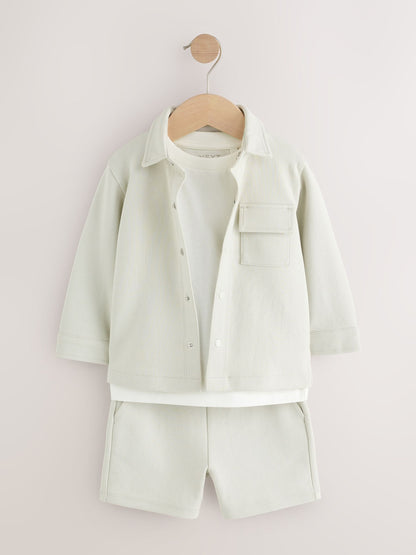 Light Grey Jersey Shirt T-Shirt and Shorts Set (3mths-7yrs) image 1