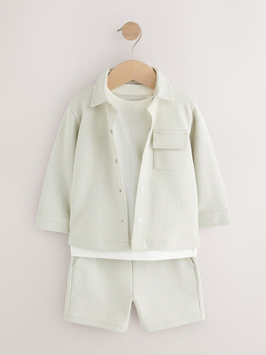 Light Grey Jersey Shirt T-Shirt and Shorts Set (3mths-7yrs) image 1