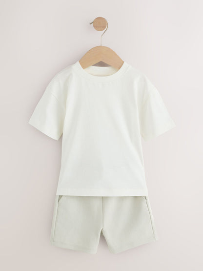 Light Grey Jersey Shirt T-Shirt and Shorts Set (3mths-7yrs) image 3