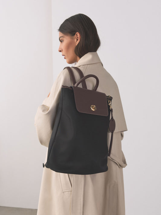 Black Nylon Lock Backpack image 1