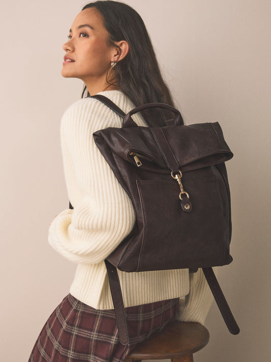 Chocolate Brown Slouchy Backpack image 1
