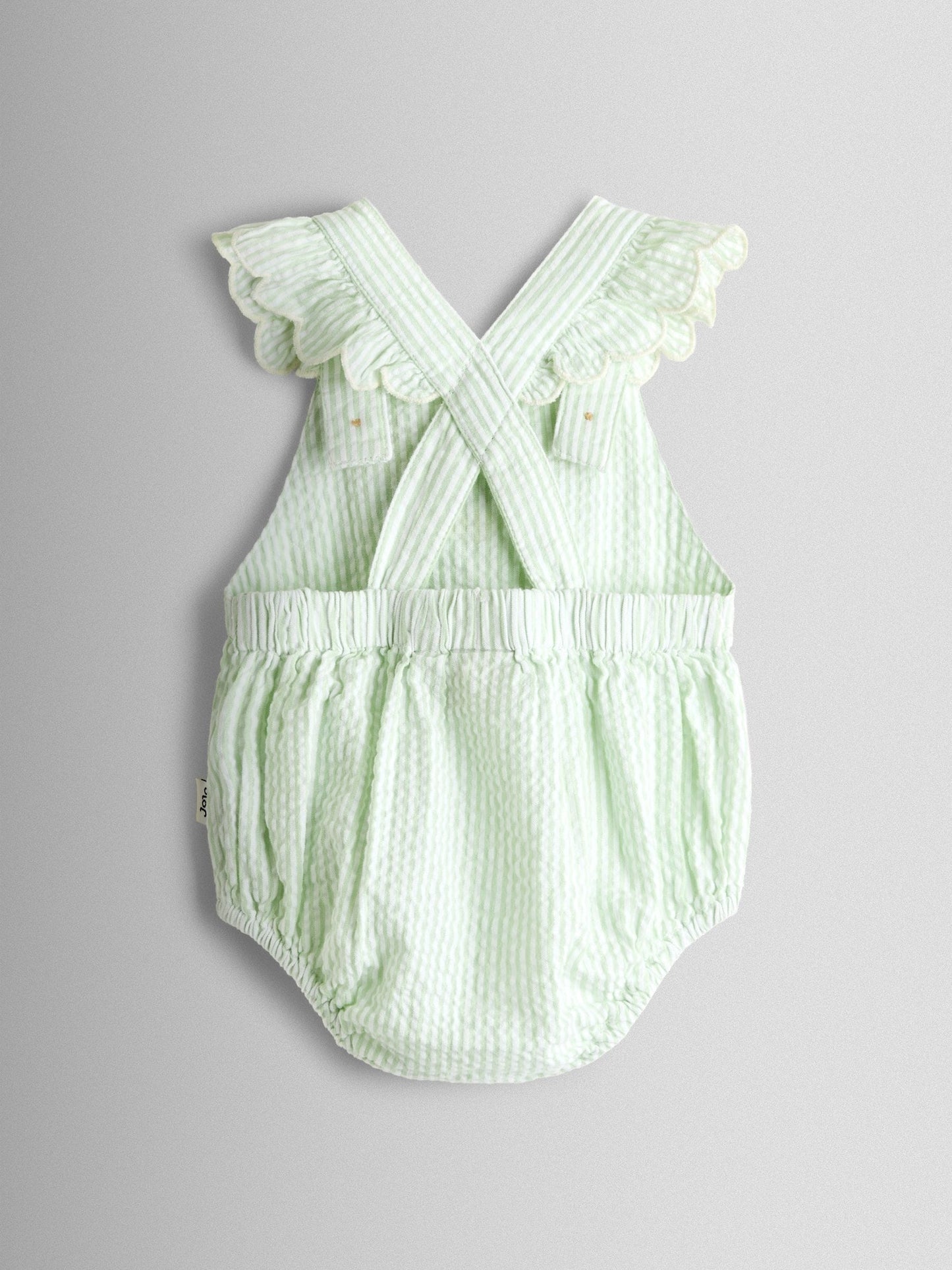 JoJo Maman Bébé Green Duck Stripe Frill Romper image 4