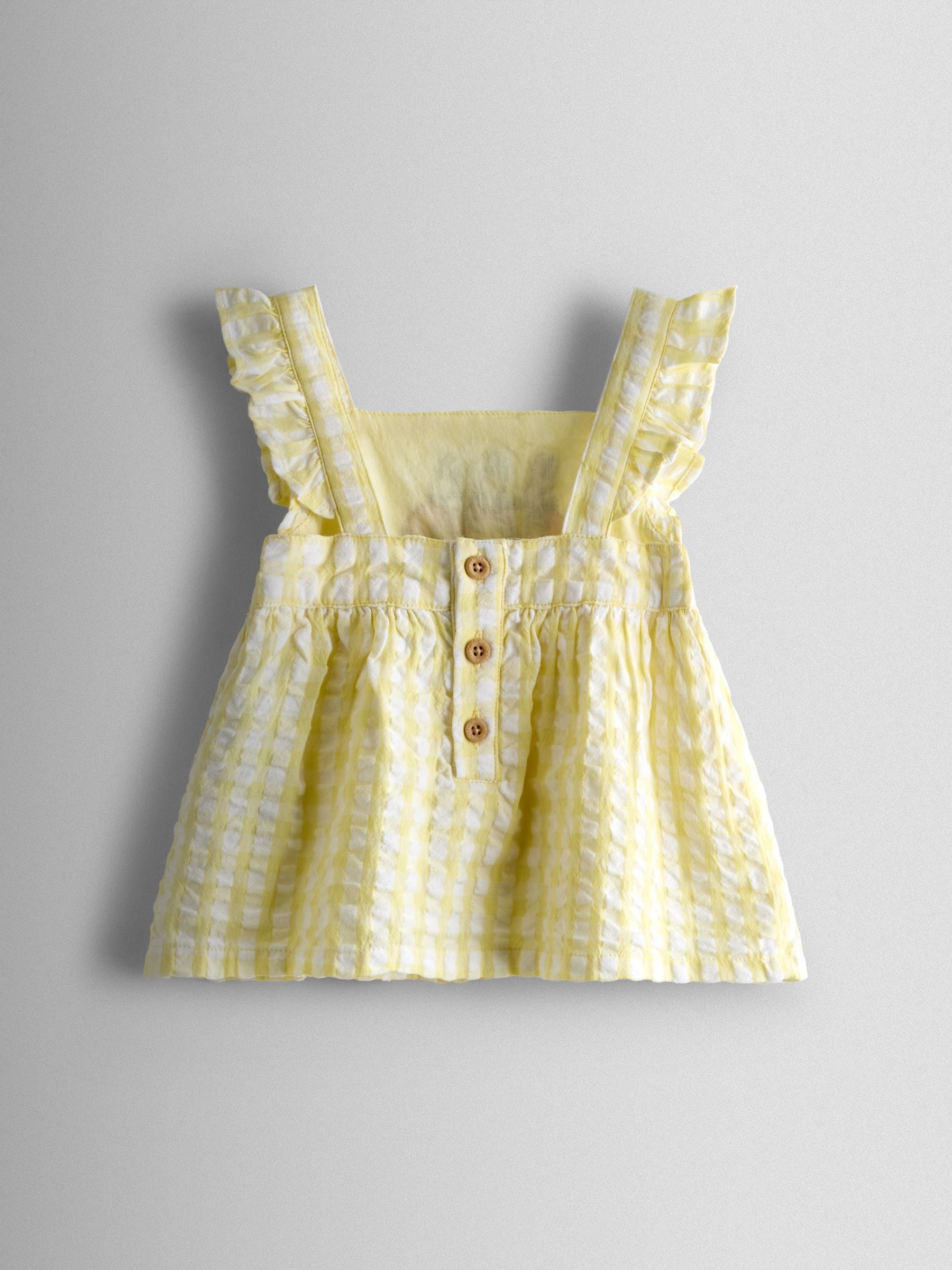 JoJo Maman Bébé Yellow Flopsy Embroidered Top, Short & Headband Set image 4
