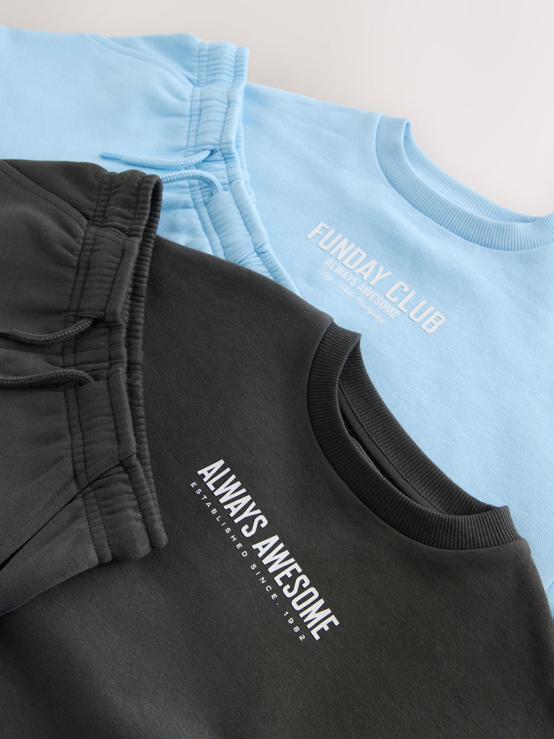 Charcoal Grey and Blue Crew Neck Sweatshirt and Shorts 2 Pack Set (3mths-7yrs) image 10