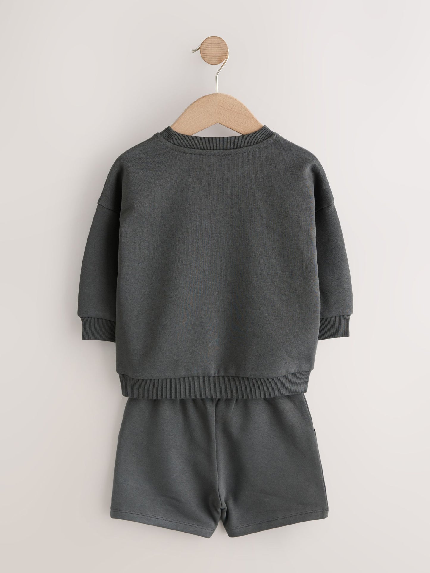 Charcoal Grey and Blue Crew Neck Sweatshirt and Shorts 2 Pack Set (3mths-7yrs) image 8