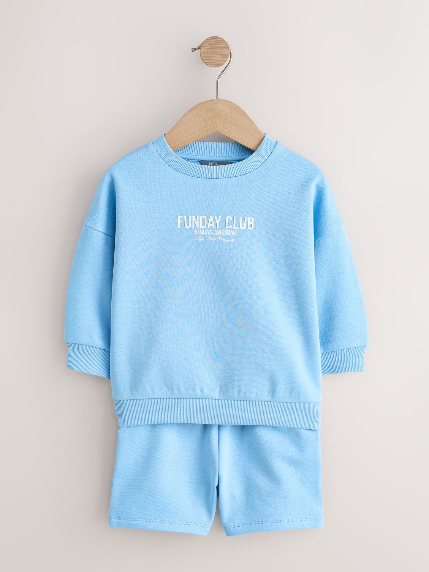 Charcoal Grey and Blue Crew Neck Sweatshirt and Shorts 2 Pack Set (3mths-7yrs) image 9