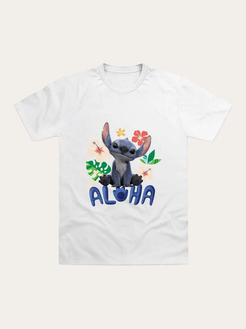Brand Threads White Disney Lilo and Stitch Movie T-Shirt image 1