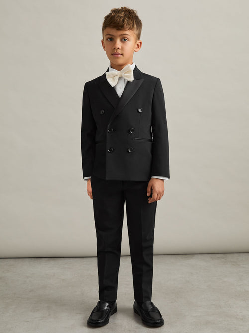 Reiss Black Knightsbridge Db 3-9 yrs Double-Breasted Tuxedo Blazer Wool-Blend image 1