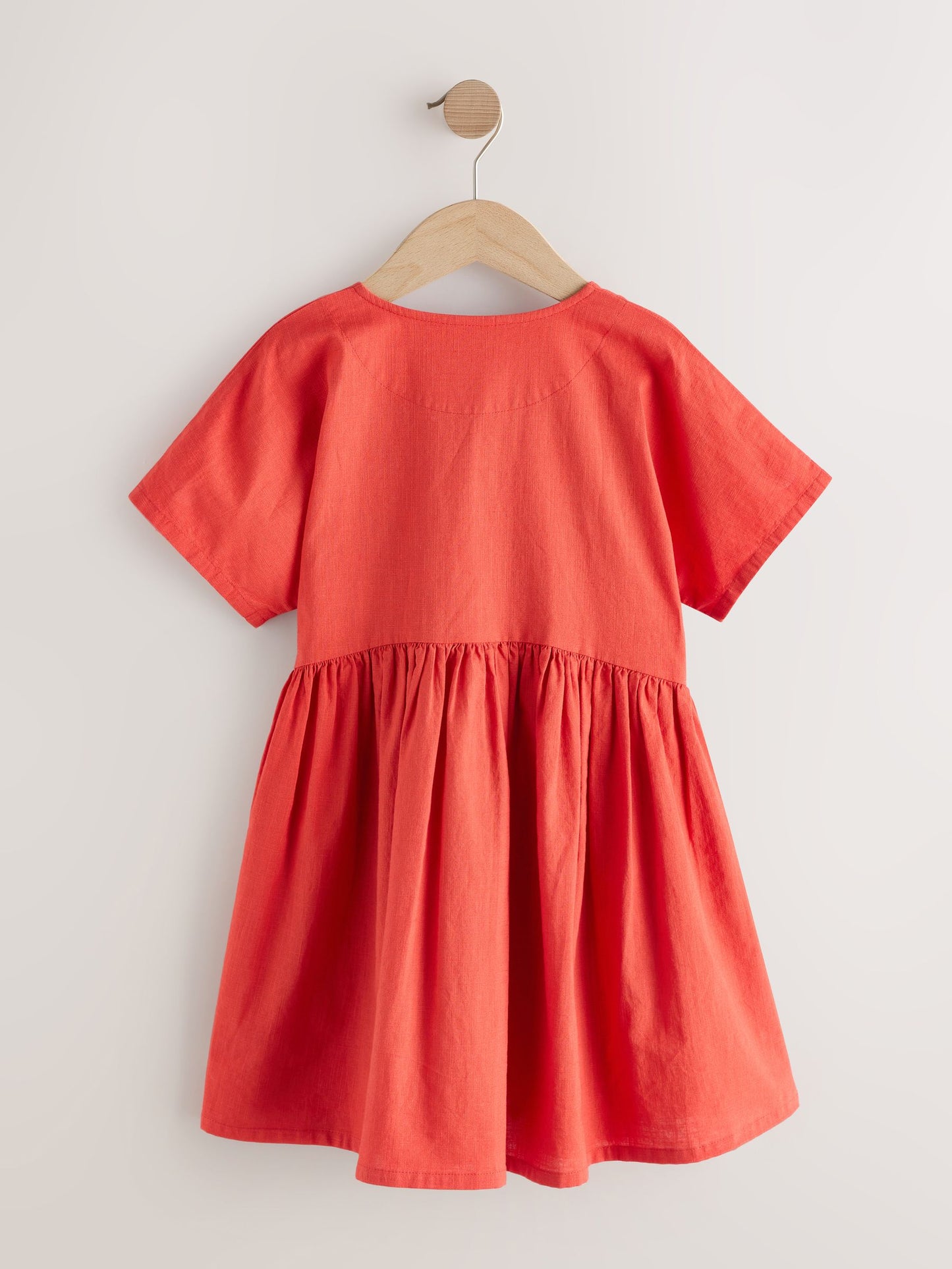 Red Embroidered Short Sleeve Button Through Dress (3-16yrs) image 5
