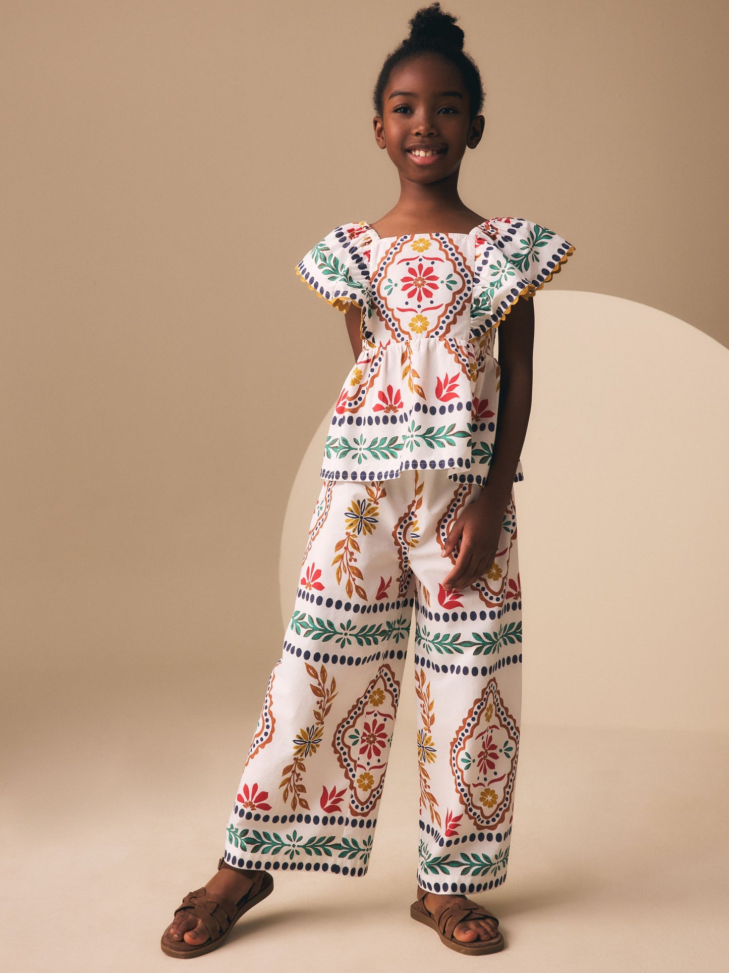 Dsiney Kidz - Multi Border Ruffle Blouse and Trousers Set (3-16yrs) image 1
