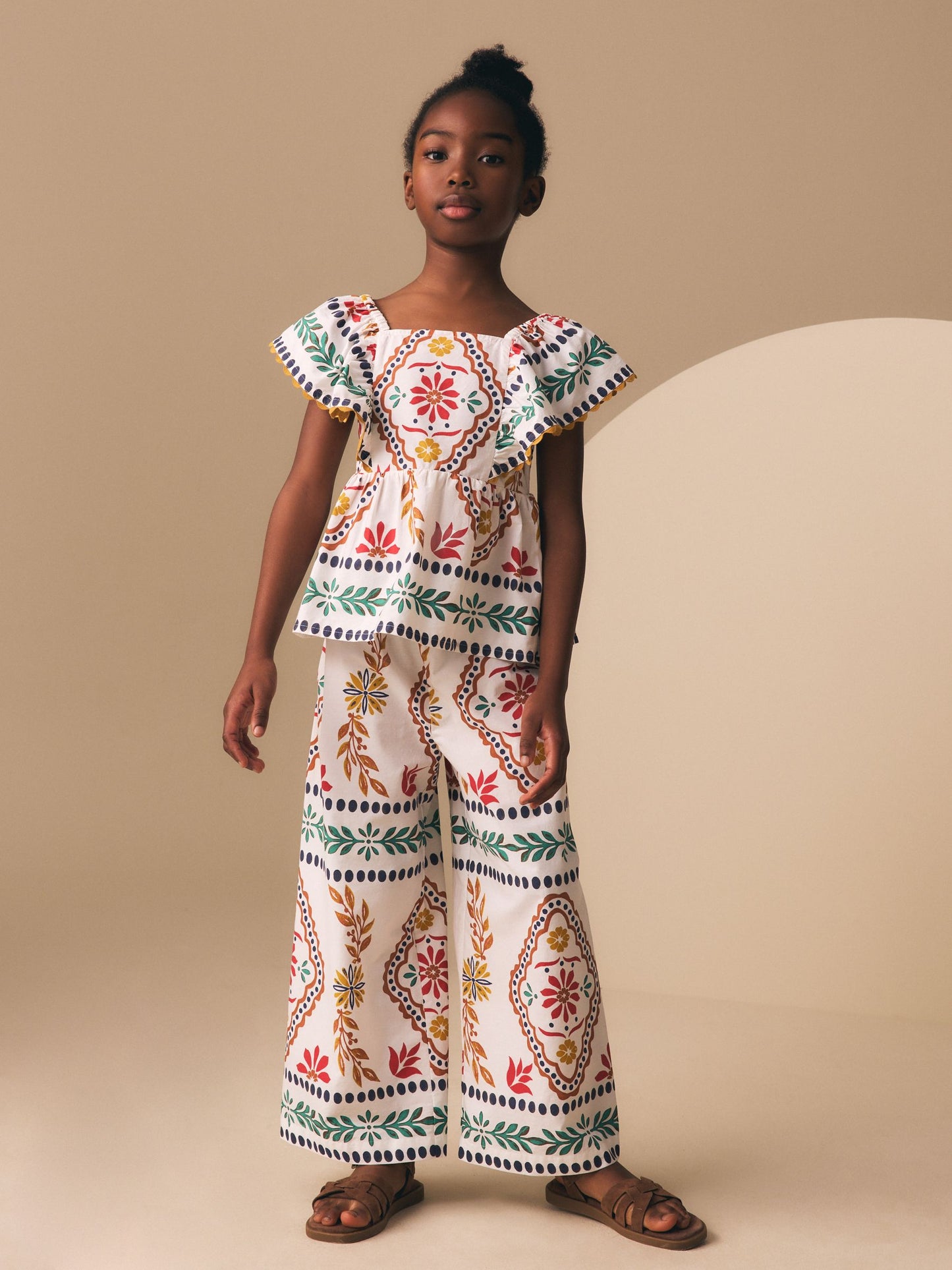 Dsiney Kidz - Multi Border Ruffle Blouse and Trousers Set (3-16yrs) image 2