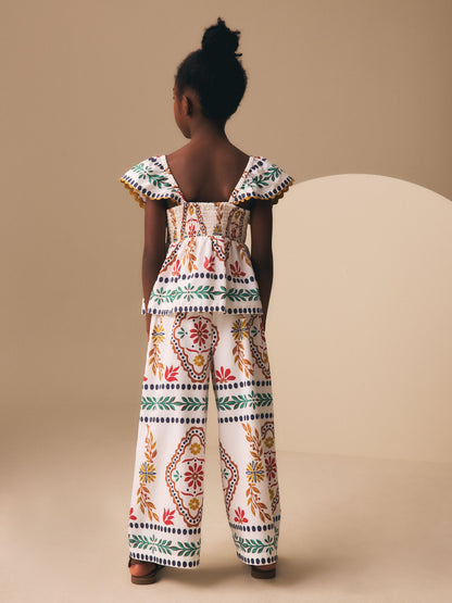 Dsiney Kidz - Multi Border Ruffle Blouse and Trousers Set (3-16yrs) image 3