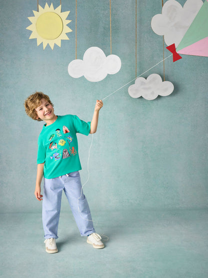 Joules Boys' Archie Green Applique Graphic T-Shirt image 2