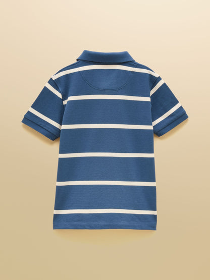 Dsiney Kidz - Joules Boys' Woody Ink Blue & White Striped Cotton Polo Shirt image 2