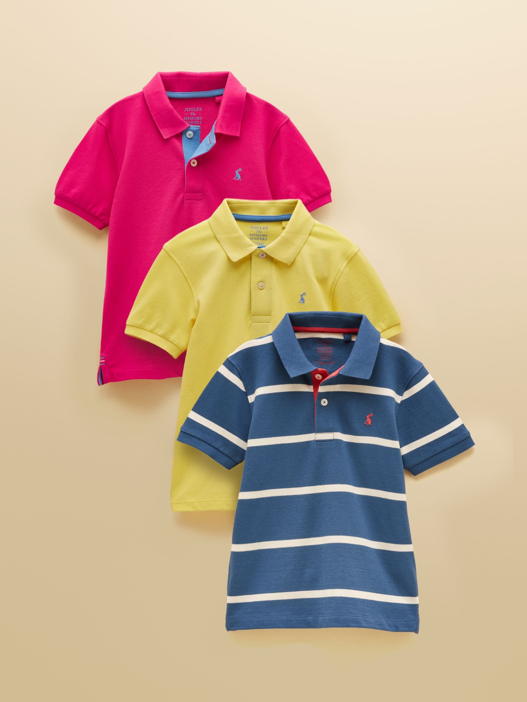 Dsiney Kidz - Joules Boys' Woody 3 Pack Blue & Yellow Cotton Polo Shirts image 1