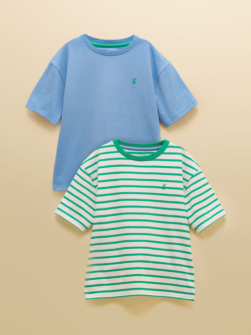 Joules Boys' Let's Go Blue & Green Short Sleeve T-Shirts 2 Pack image 1