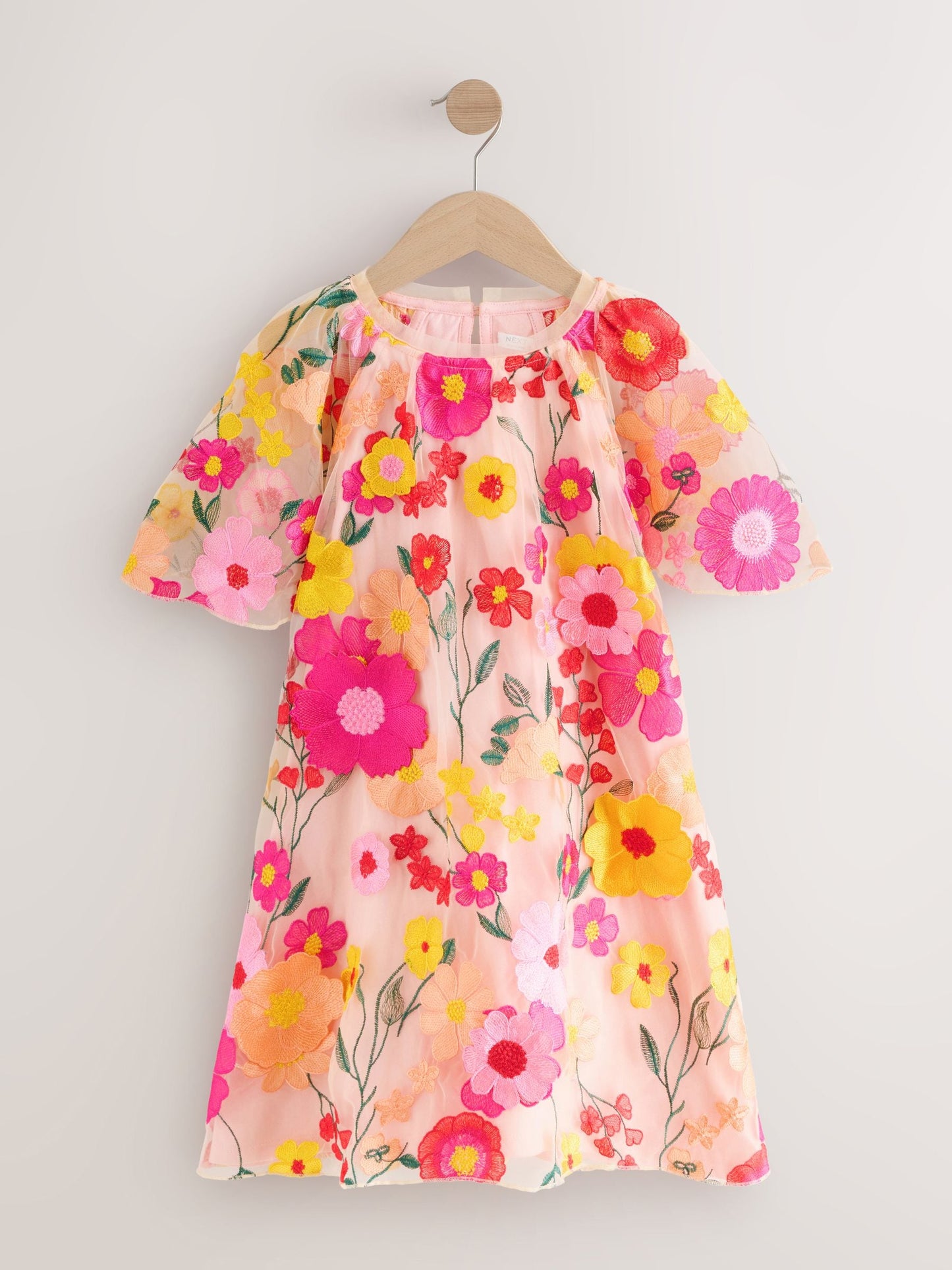Pink 3D Embroidered Flower Occasion Dress (3-16yrs) image 5