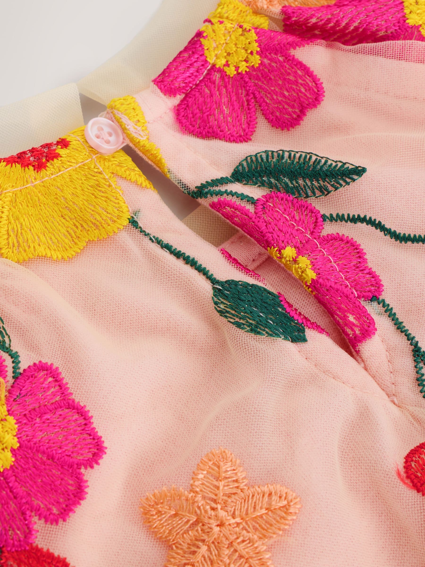 Pink 3D Embroidered Flower Occasion Dress (3-16yrs) image 7