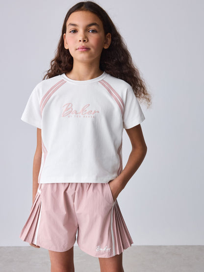 Baker by Ted Baker Pink/White Sports T-Shirt & Skort Set 2 Piece image 3