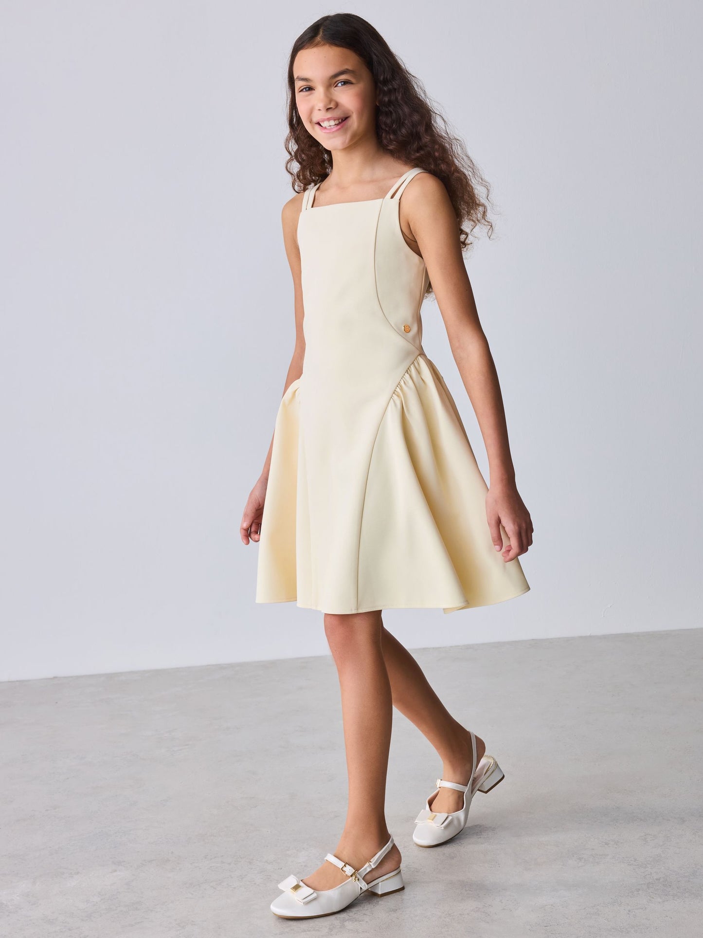 Baker by Ted Baker Structured Double Strap Skater Yellow Dress image 2