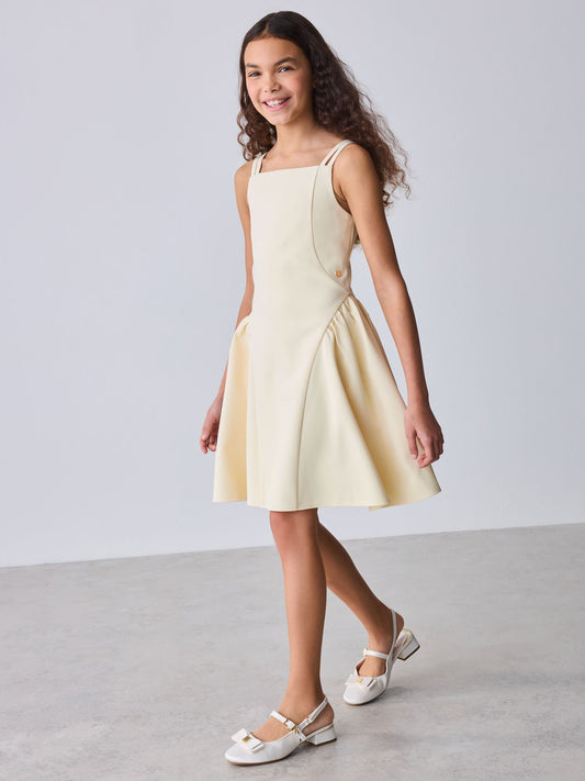 Baker by Ted Baker Structured Double Strap Skater Yellow Dress image 2