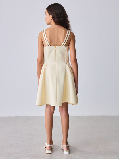 Baker by Ted Baker Structured Double Strap Skater Yellow Dress image 3