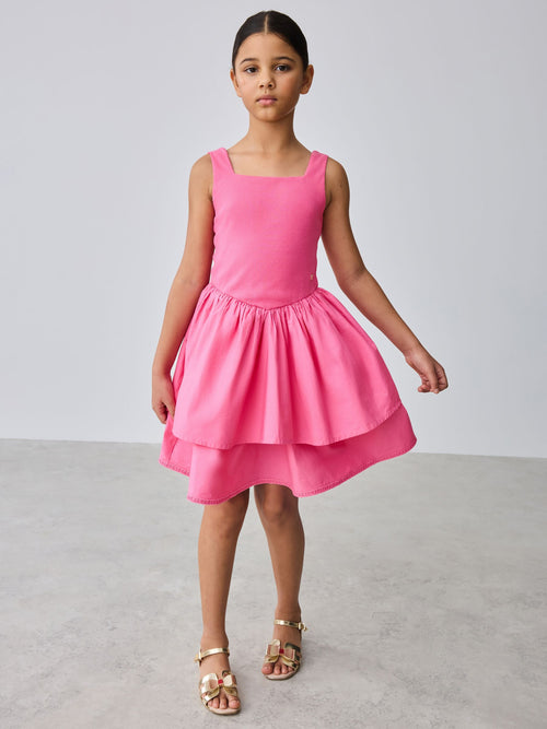 Baker by Ted Baker Pink Waisted Double Layer Skirted Dress image 1