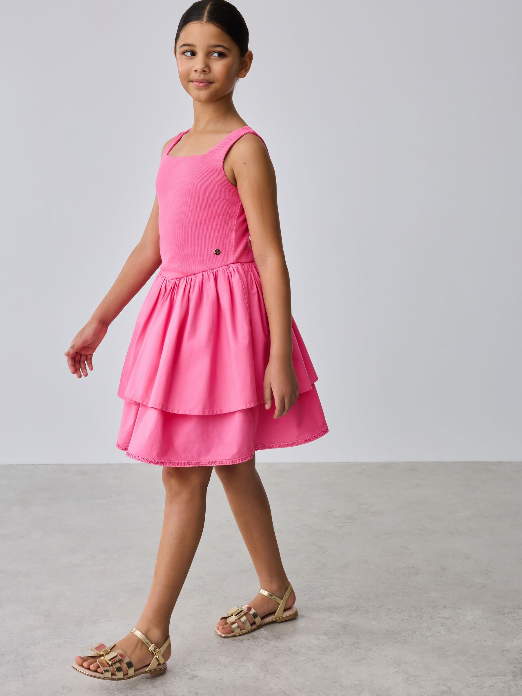 Baker by Ted Baker Pink Waisted Double Layer Skirted Dress image 2